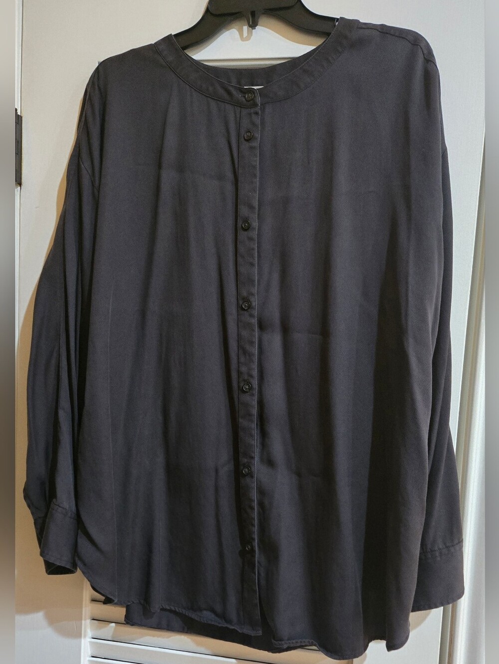 Lou & Grey Dark Gray Band-Collar Button-Front Shirt - Size XL